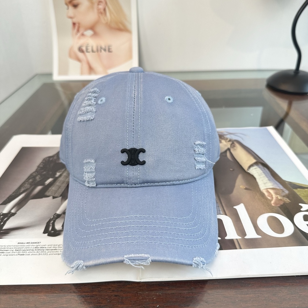 🌸Celine Pink Satin Baseball Cap, White Triomphe Embroidery Adjustable Hat